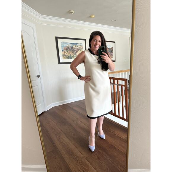 J. CREW Sleeveless Ruffle Trim Shift Dress Size 14 Tall - Picture 4 of 15